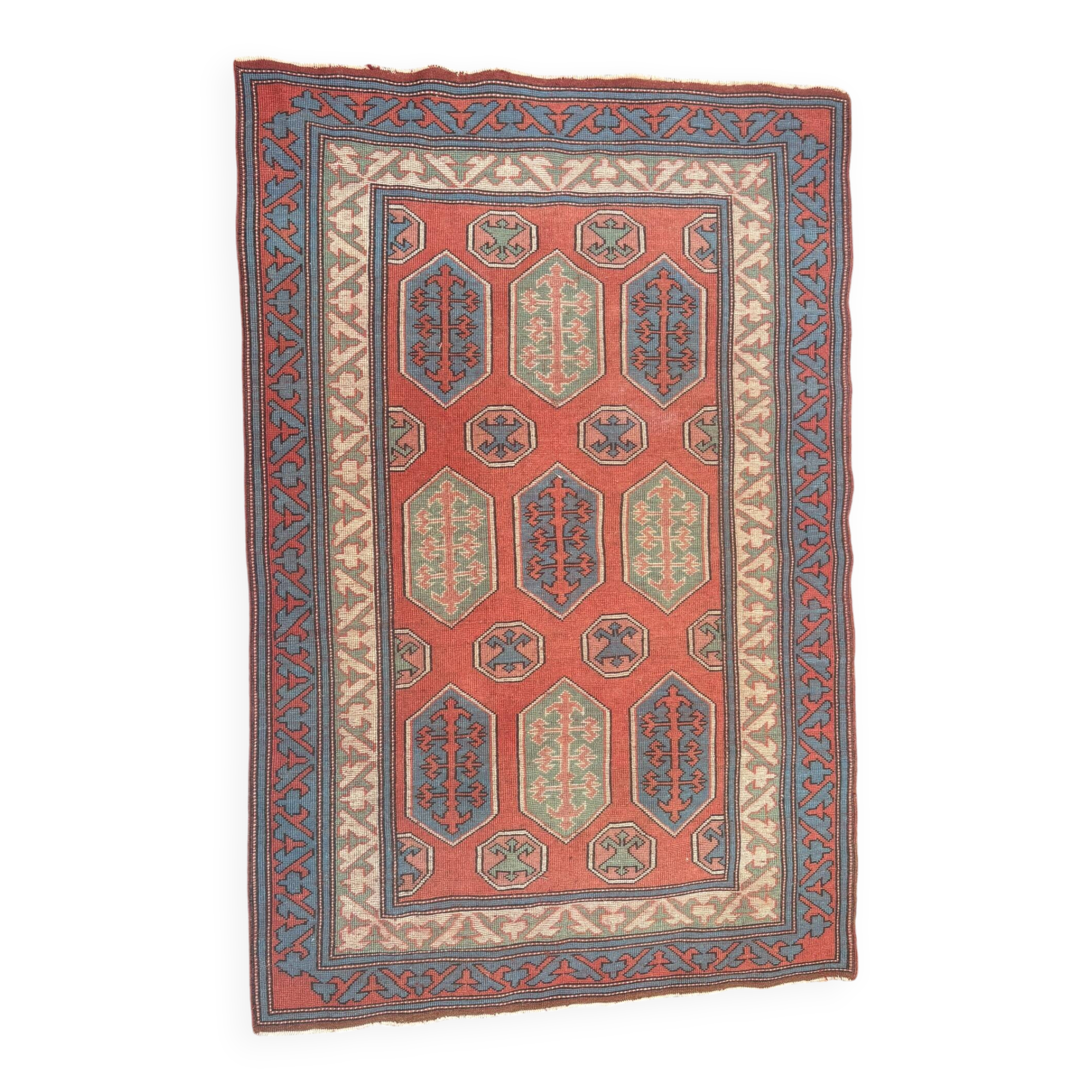 Antique Shirvan carpet Caucasus 125x190 handmade wool geometric tribal boho
