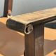 Brutalist armchair in wood and leather 60s