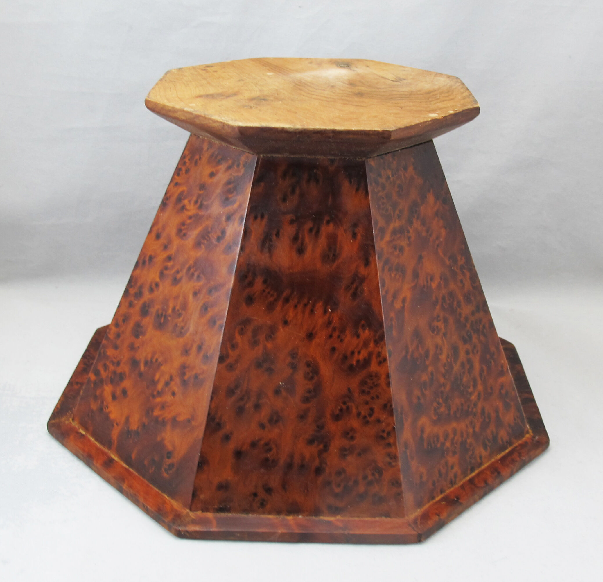 Basket or empty wooden pocket and cedar magnifying glass veneer