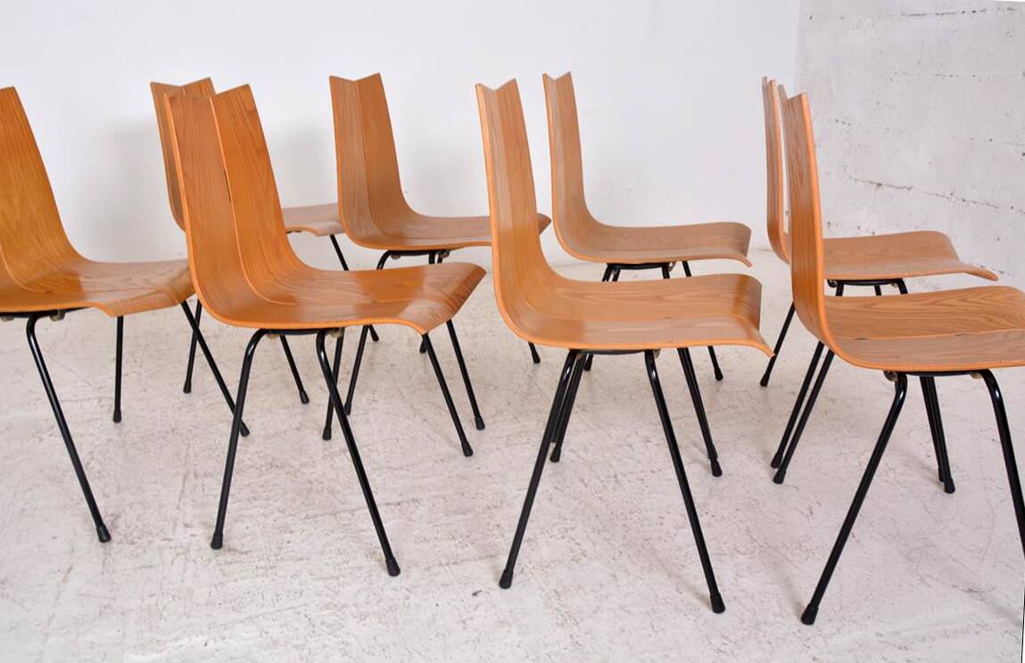 Set of 8 GA chairs by Hans Bellmann for Horgen-Glarus, Switzerland, 1960s