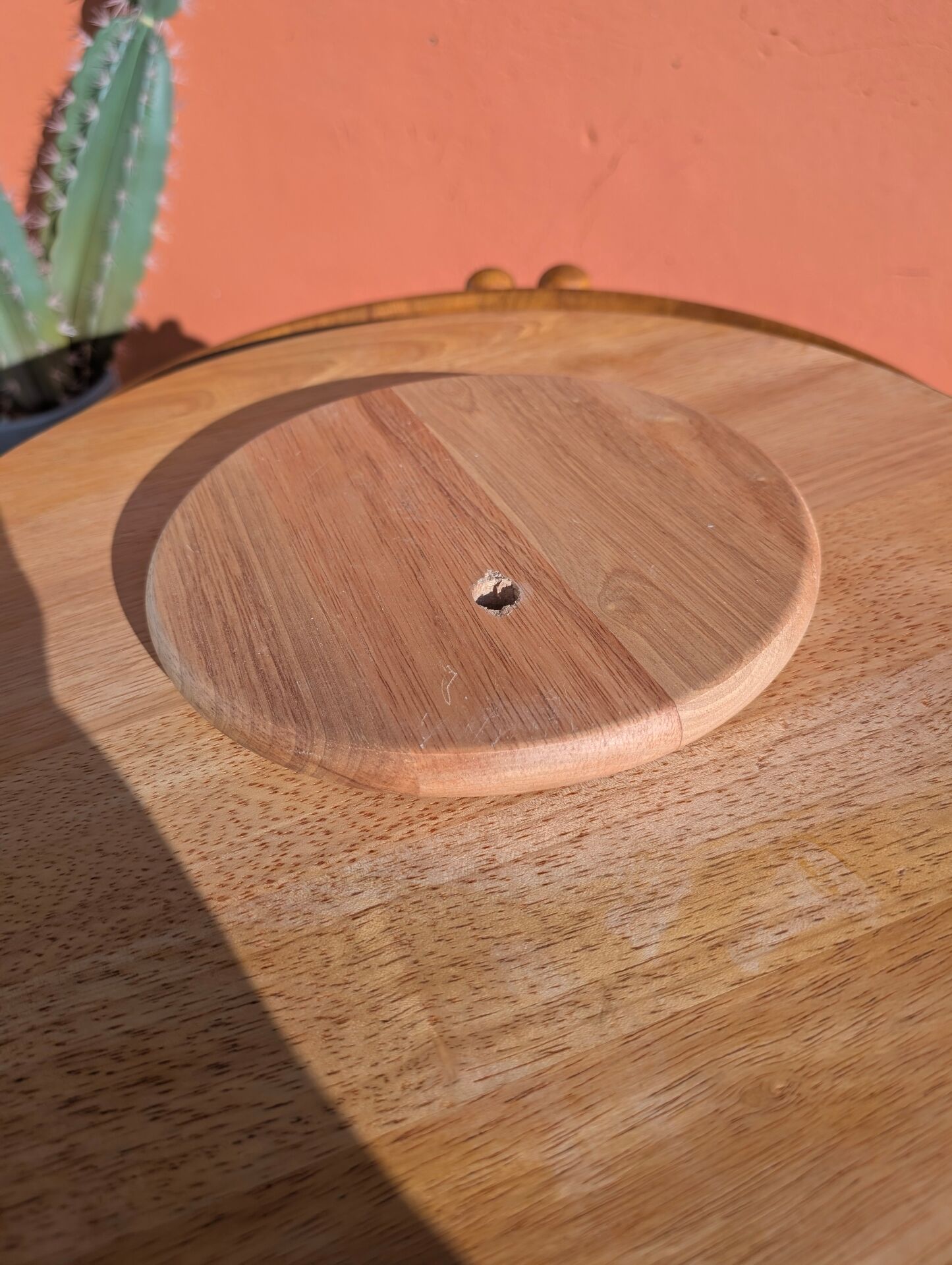 Side table with 2 trays on wheels, foldable, light wood (beech)