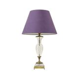 Empire Table Lamp Cut Crystal Diamond Pattern Gilded Bronze