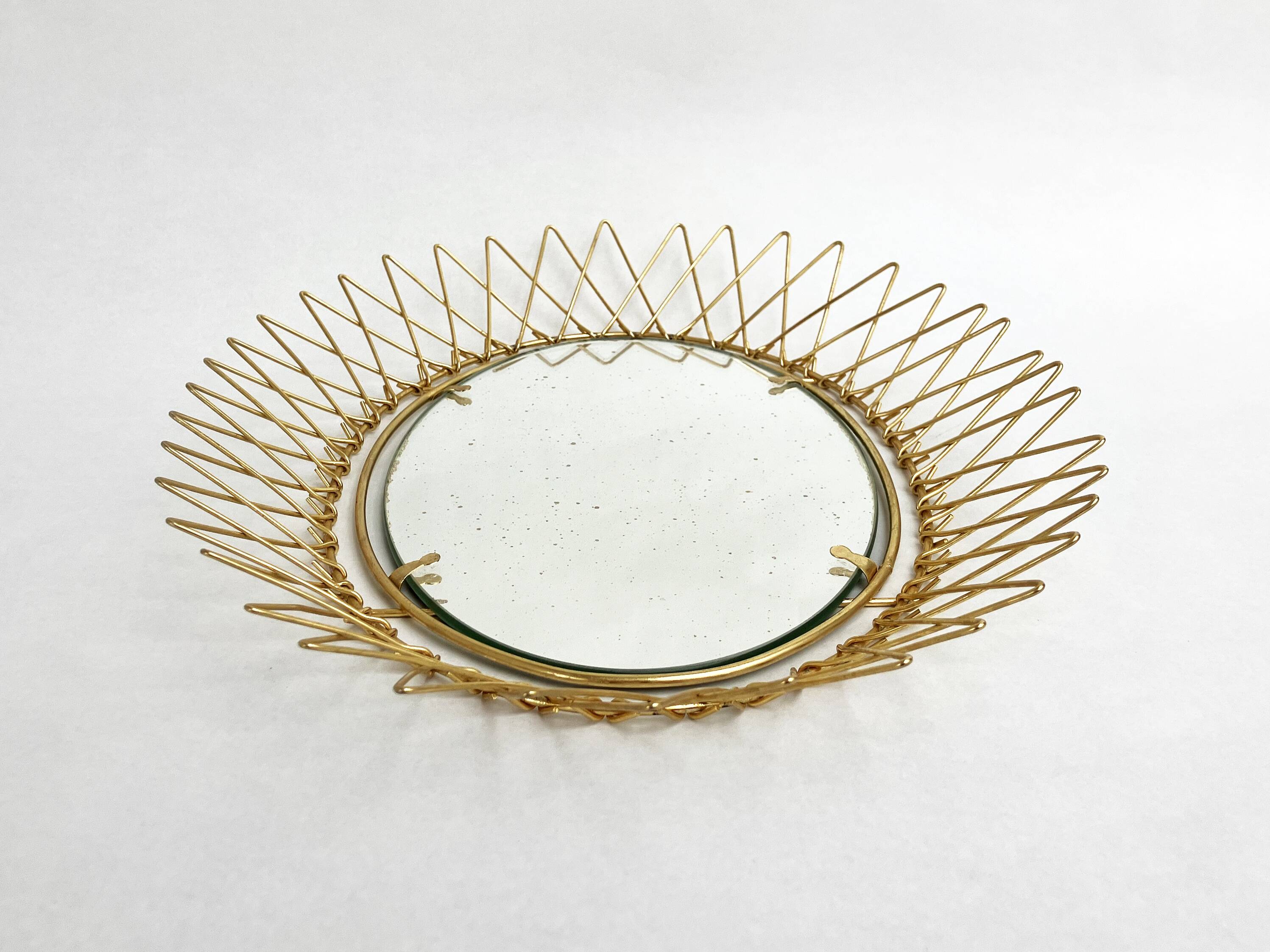 Erdecor Escaut retractable mirror tray • Gilded with fine gold • 1950