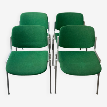 Set of 4 Green DSC106 Giancarlo Piretti chairs by Castelli