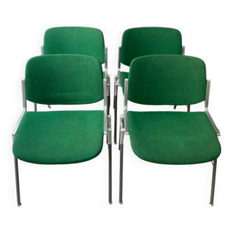Set of 4 Green DSC106 Giancarlo Piretti chairs by Castelli