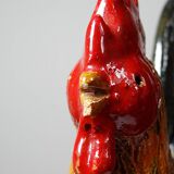 Petit coq décoratif en céramique émaillé artisanale art populaire