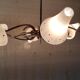 Lustre 6 feux moderniste en laiton doré - années 50/60