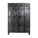 Very nice vintage metal industrial cloakroom with diamond-tipped doors