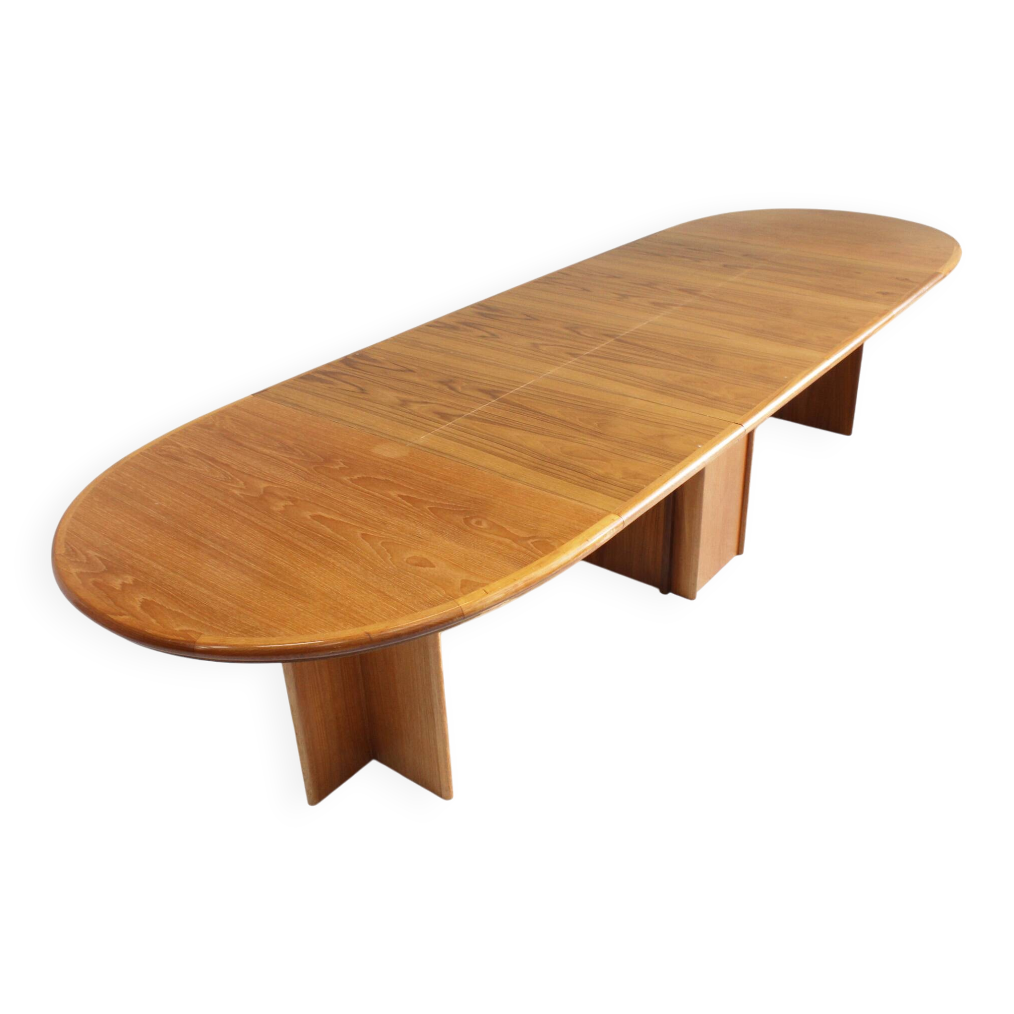 Vintage Danish Large Oval Extendable Dining Table XL 1960s