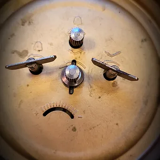 Mechanical alarm clock bell in vintage copper
