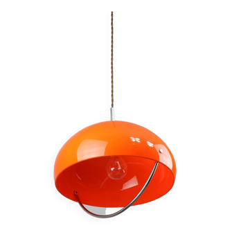 Space age italian orange plexiglass pendant lamp, 1970s