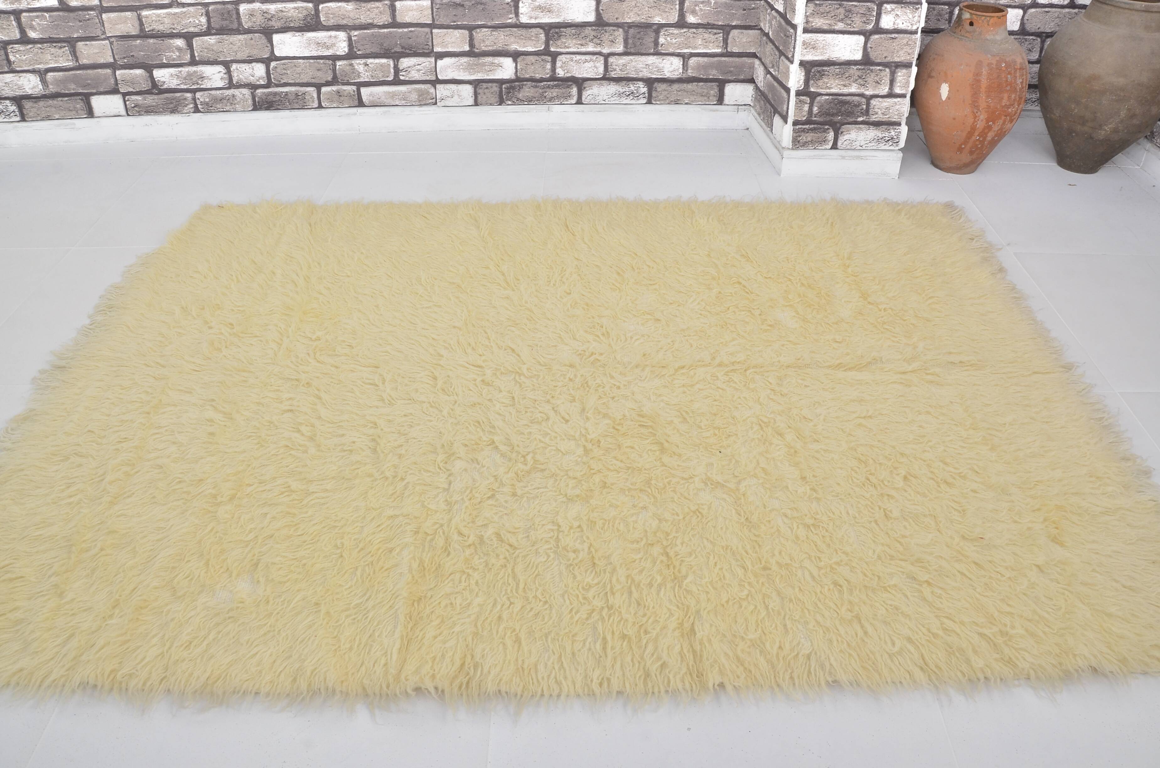 White Vintage Angora Wool Rug sku 1681