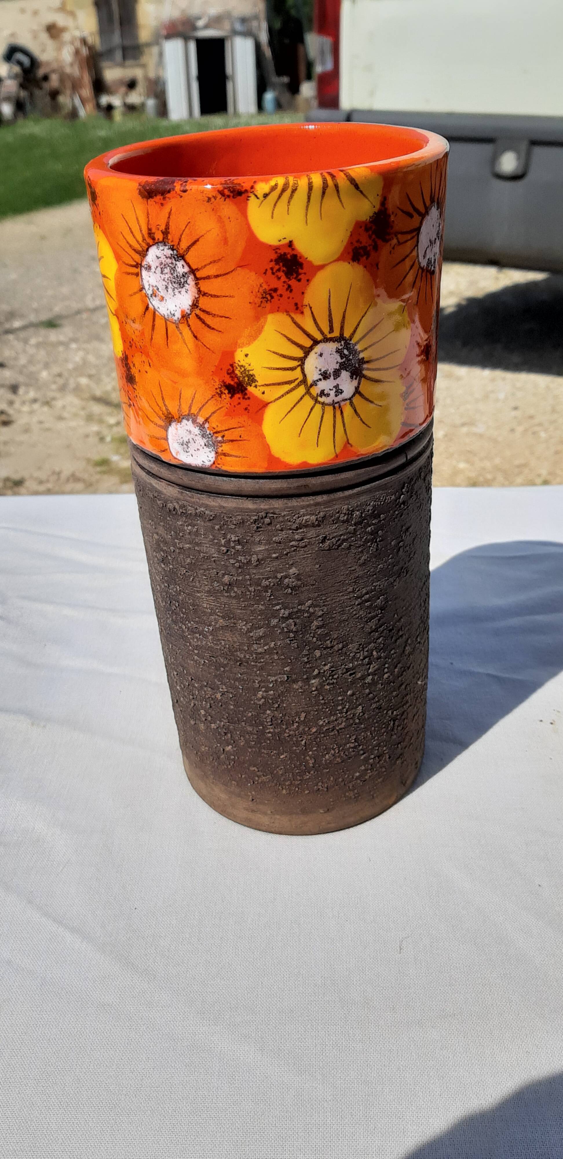 Vintage Vase Enamelled Sandstone of Scandinavian Style