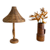 Lampe de table en osier de style vintage