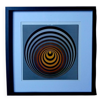 Tableau Vintage Art Optique - Victor Vasarely - Frame 40x40cm