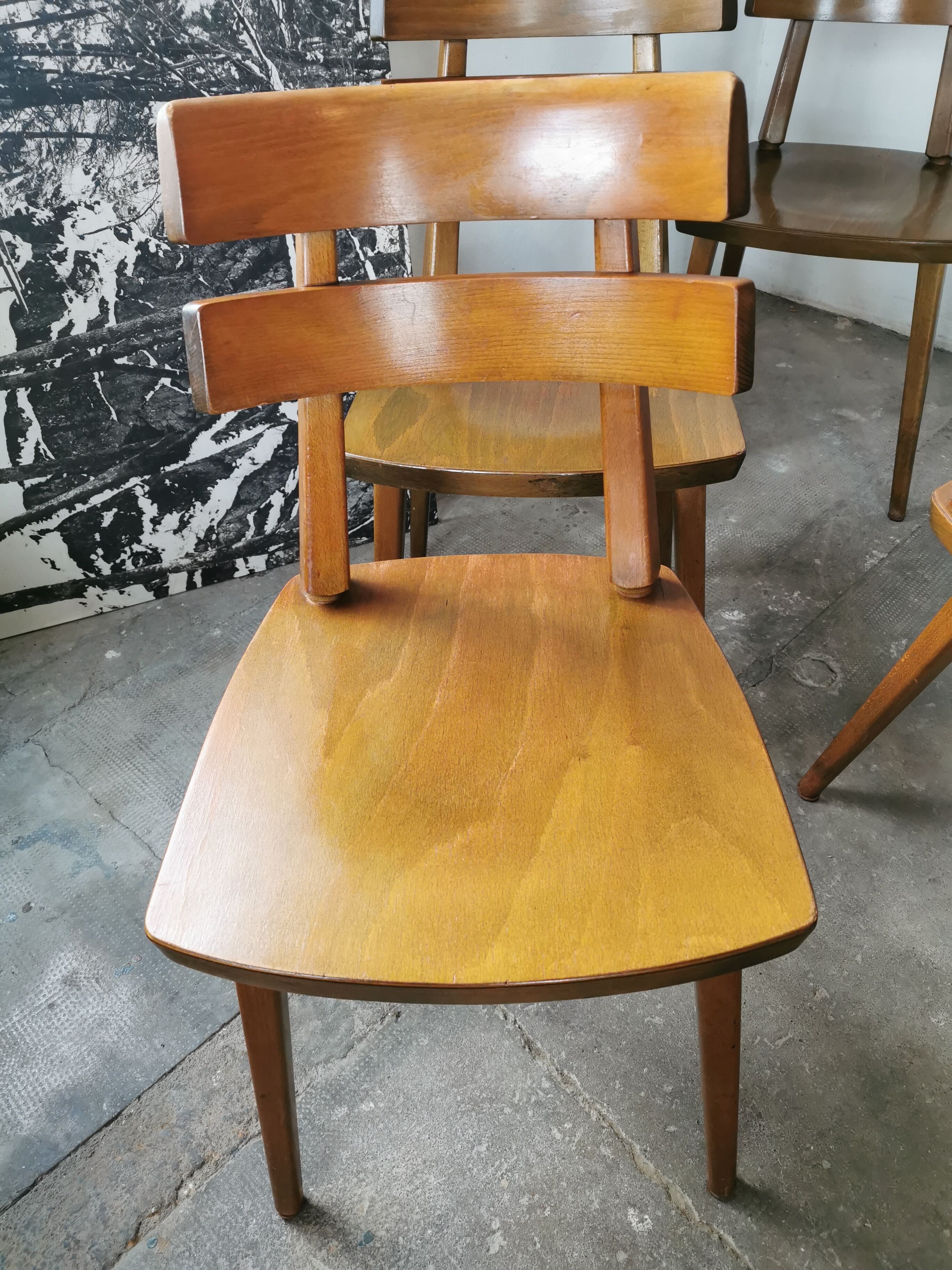 Set de 6 chaises tout bois 1960