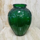 Vase ovoïde verre vert art déco