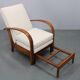 Fauteuil convertible Art Déco en bouclé, Tchécoslovaquie, années 1940.