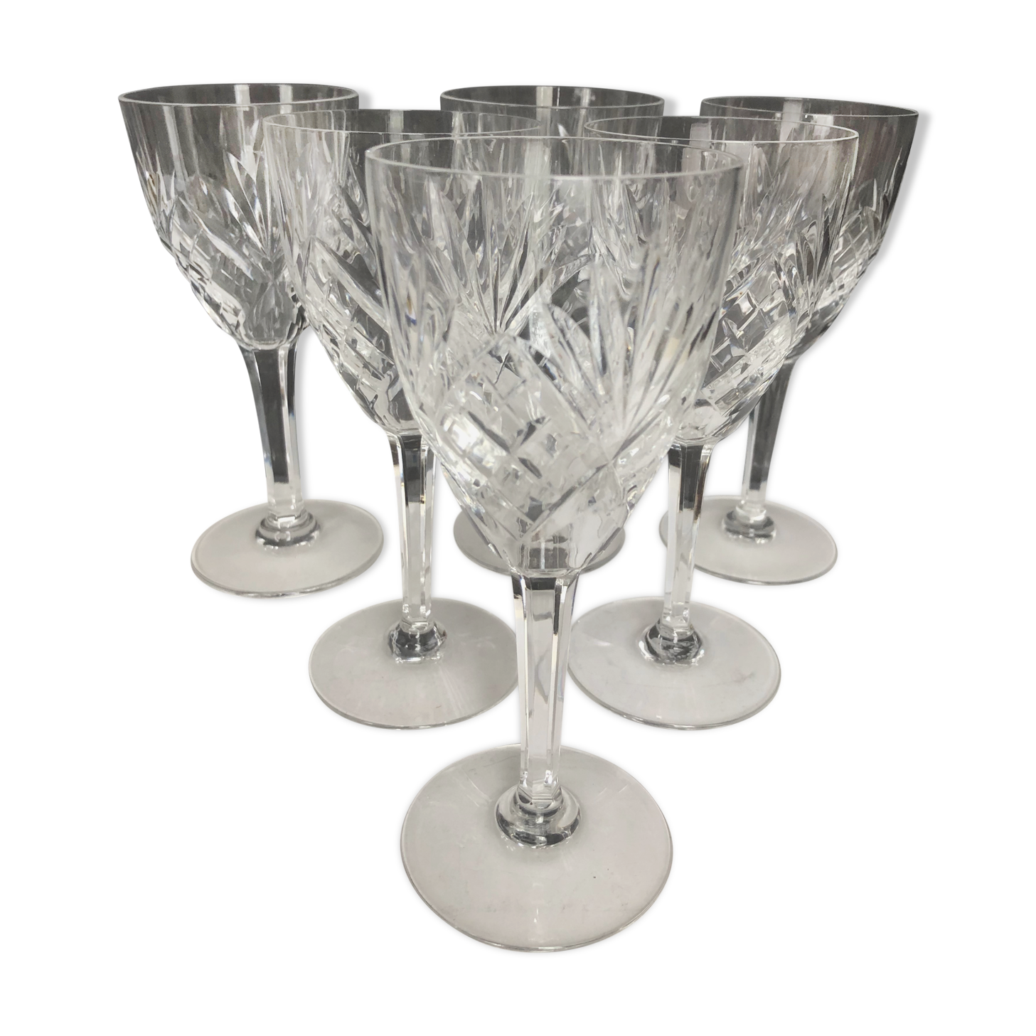 6 verres à eau en cristal taillé de Saint Louis modèle Chantilly