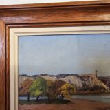 Oil painting on isorel Montlouis sur Loire - Rochecorbon Signed D Guiet