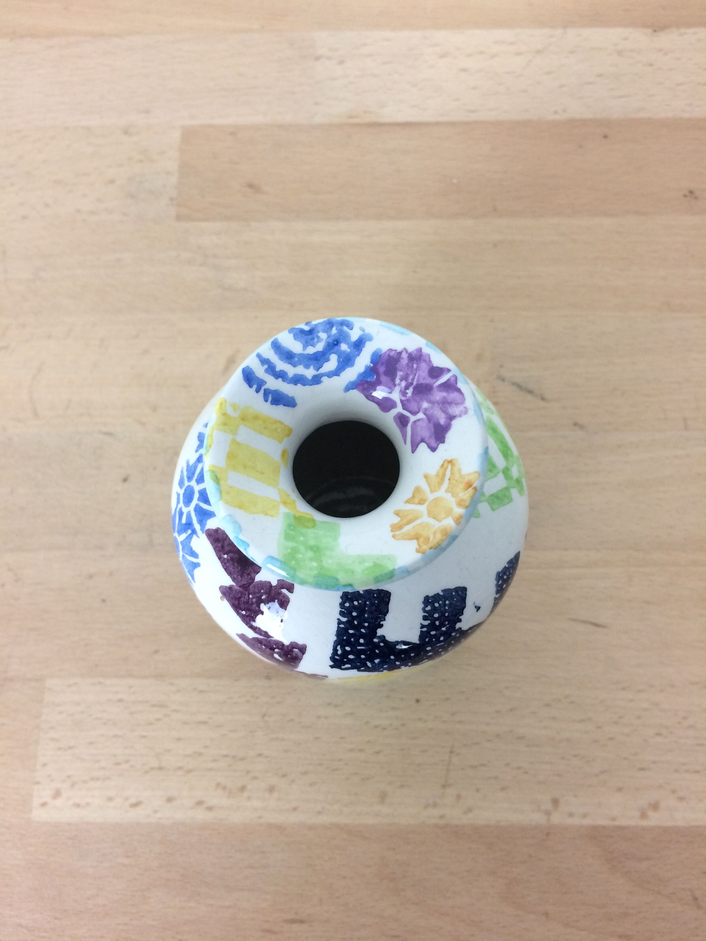 Multicolored geometric Italian vase, 80s