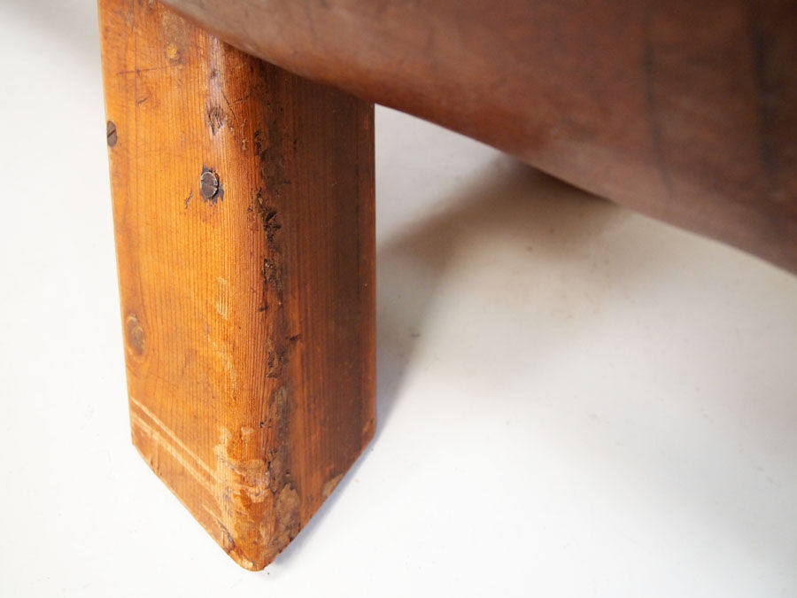 Vintage leather cut down pommel horse bench