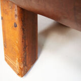 Vintage leather cut down pommel horse bench
