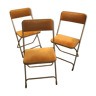 Suite de 3 chaises pliantes vintage EN velours ocre