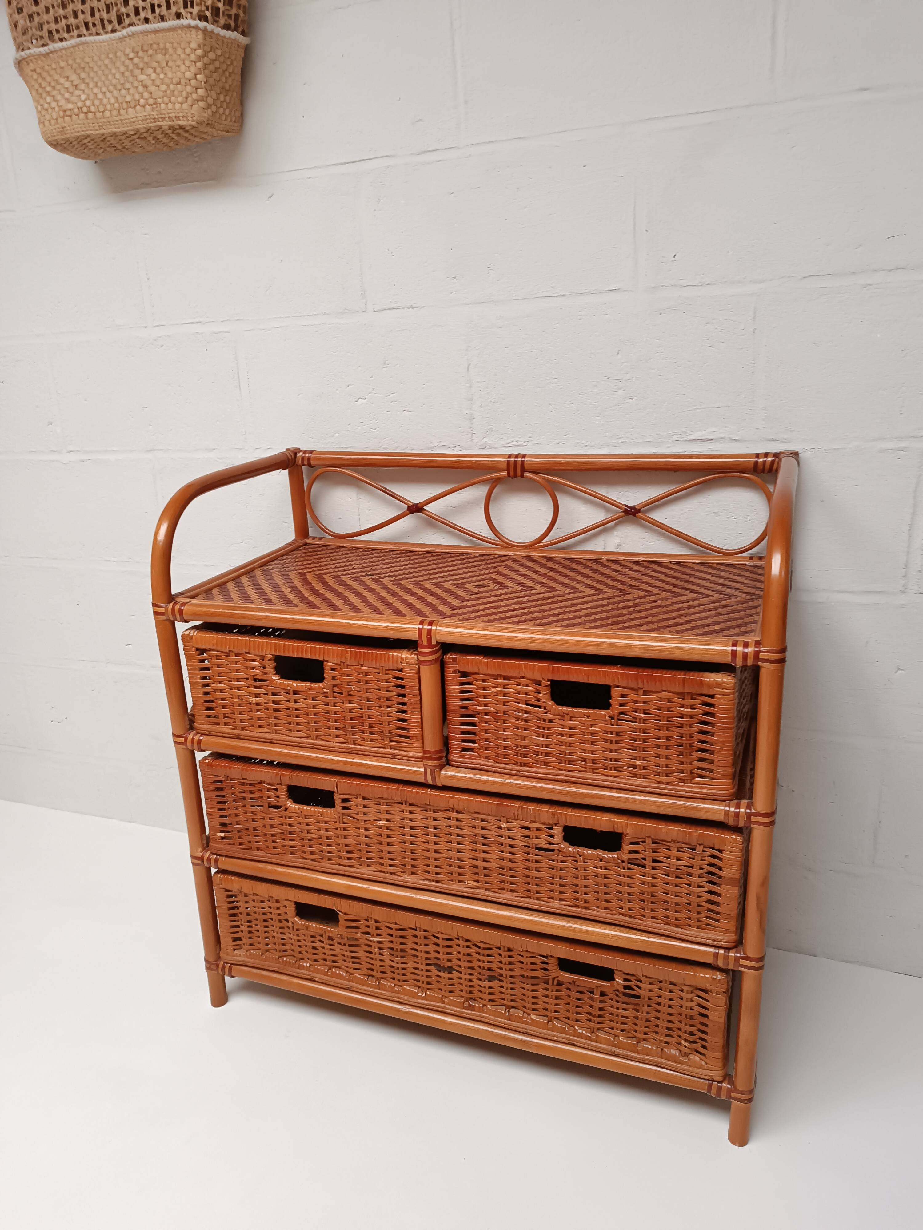 Commode rotin et bambou