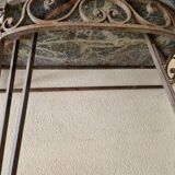 Half moon console - Wrought iron and green marble top - Design 1940