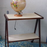 Service rolling feet wood and formica 1950