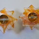 Pair of Murano Mazzega wall lights, orange frosted glass, Italy, 1970