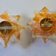 Pair of Murano Mazzega wall lights, orange frosted glass, Italy, 1970