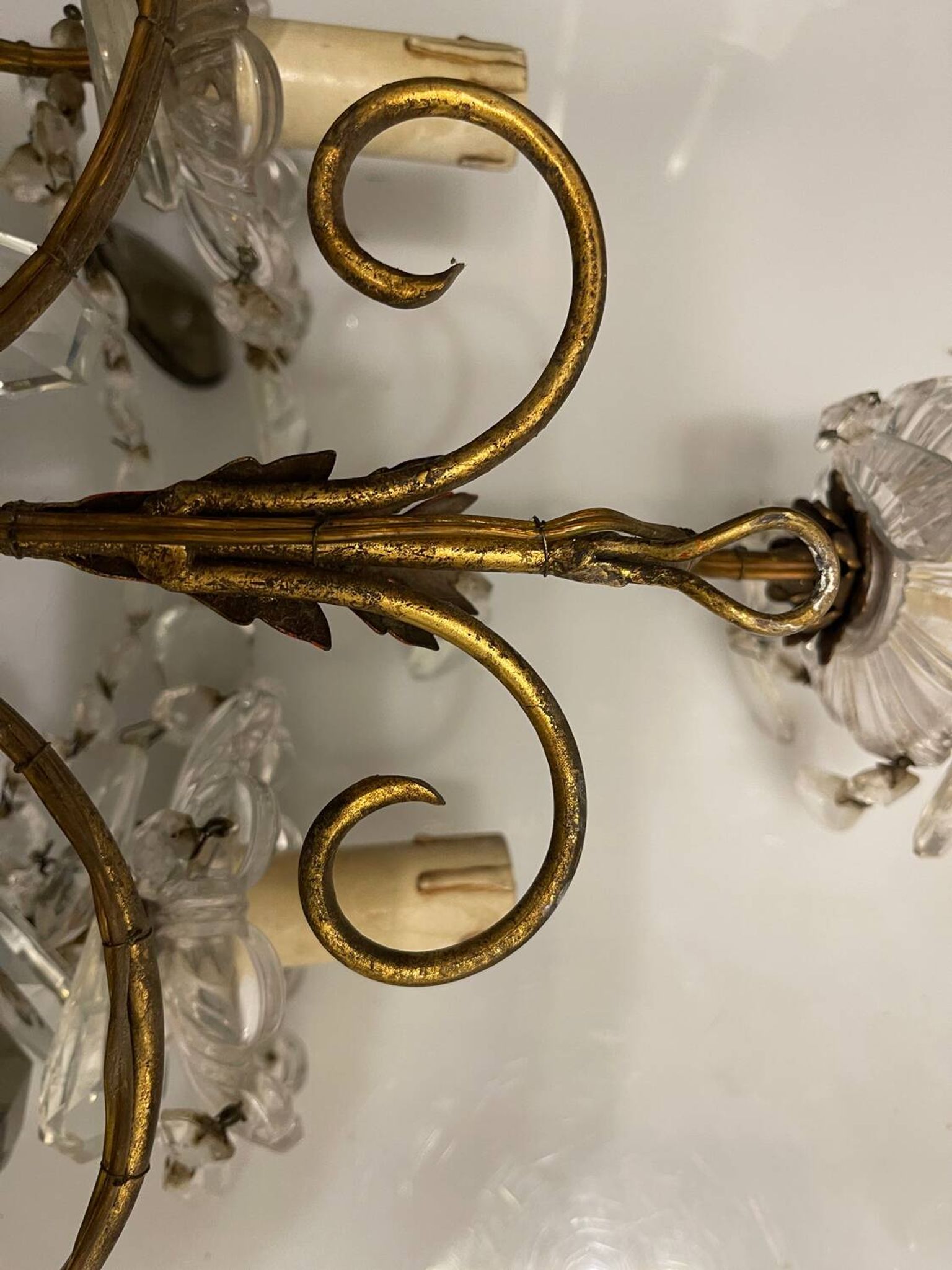 Florentine Tole Crystal Sconces Set of 2 1950’s