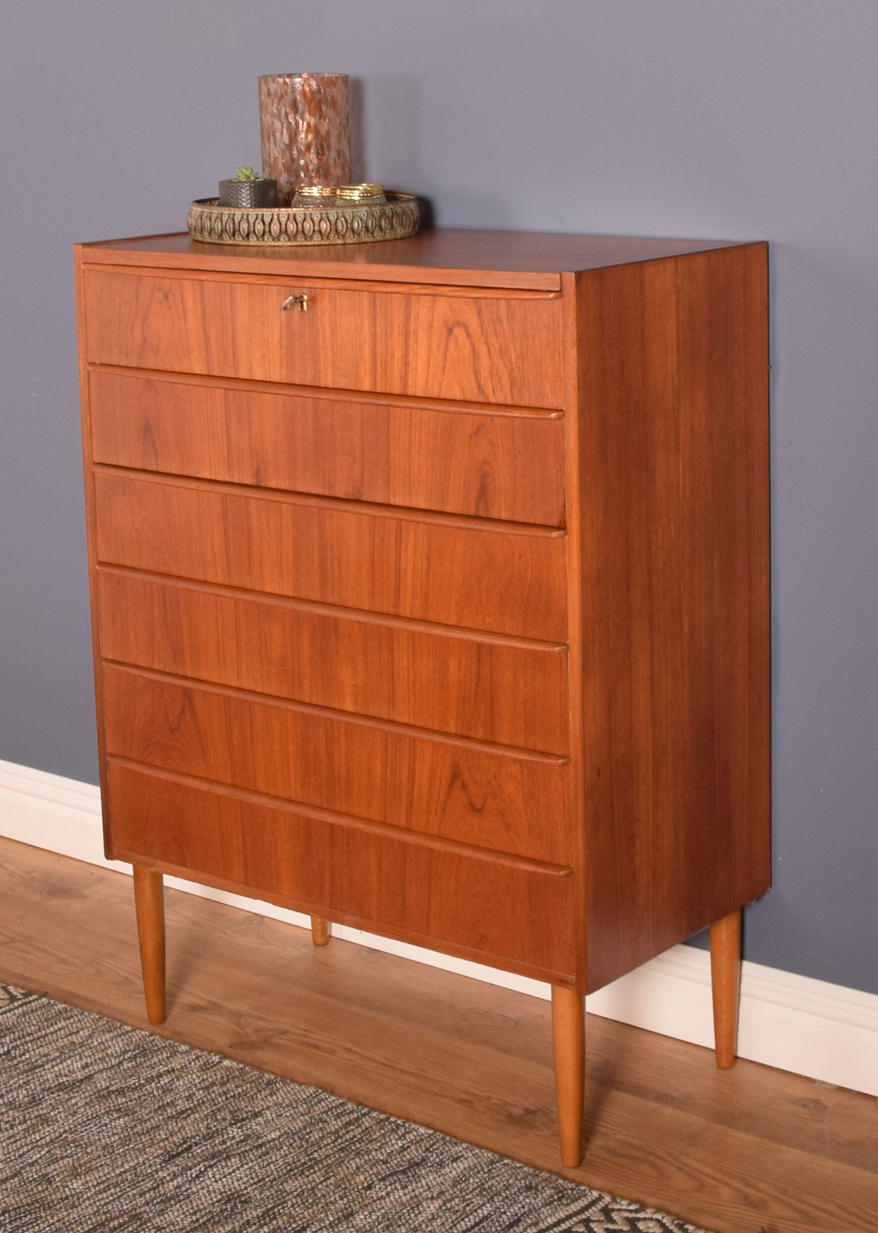 Restored Teak 1960s Danish Retro Chest Of Drawers