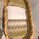 Vintage rattan doll basket