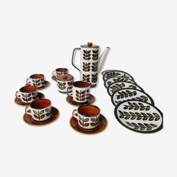 Coffee Set 1966 Rambouillet  Boch Freres S.A. , Set: 6 big plates 6 small plates, 5 cups, sugar pot,