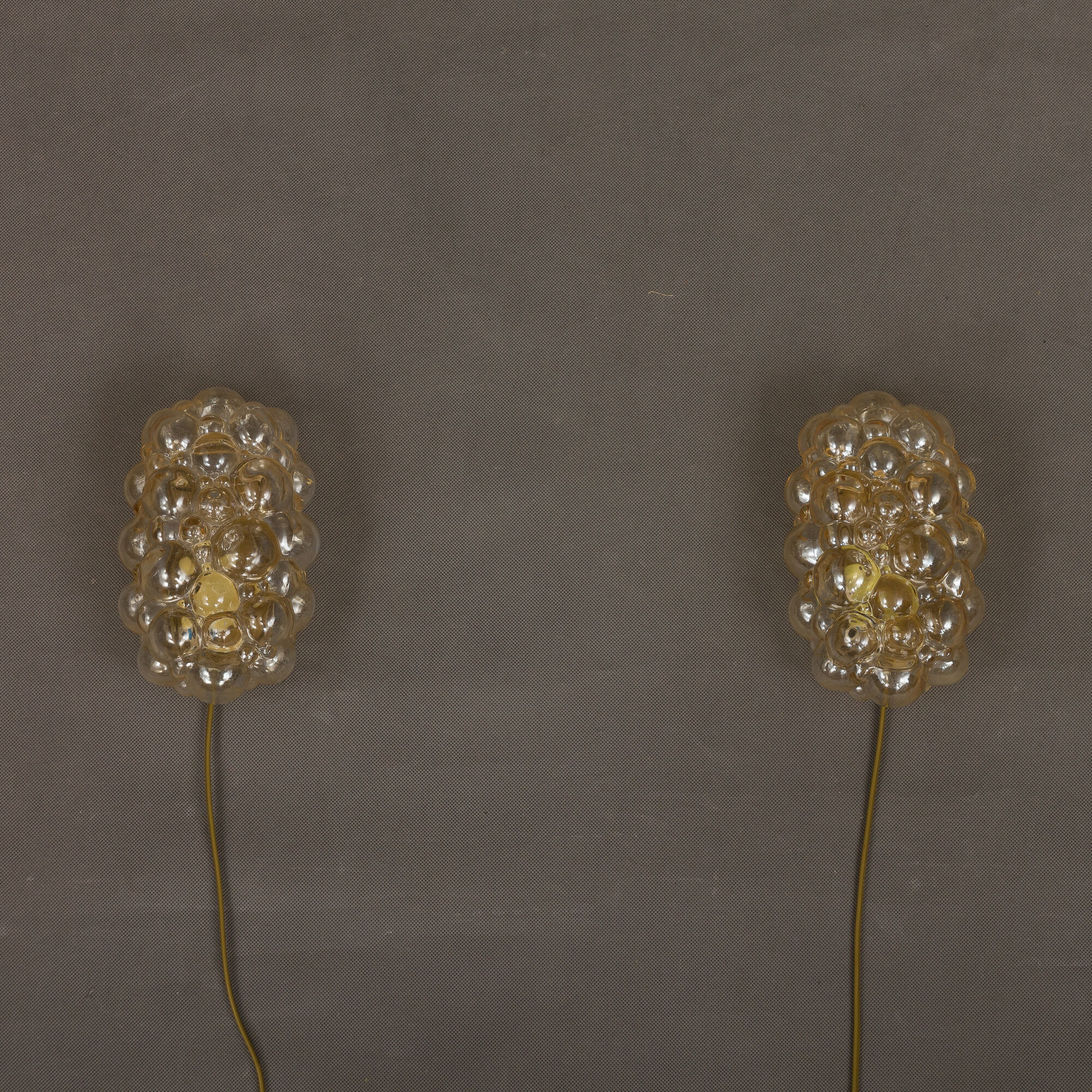 Pair of  bubble glass wall lamps by Helena Tynell for Limburg 1960