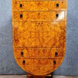 Secrétaire de forme tulipe ou lyre Art Déco en loupe de bois clair en loupe de bois clair