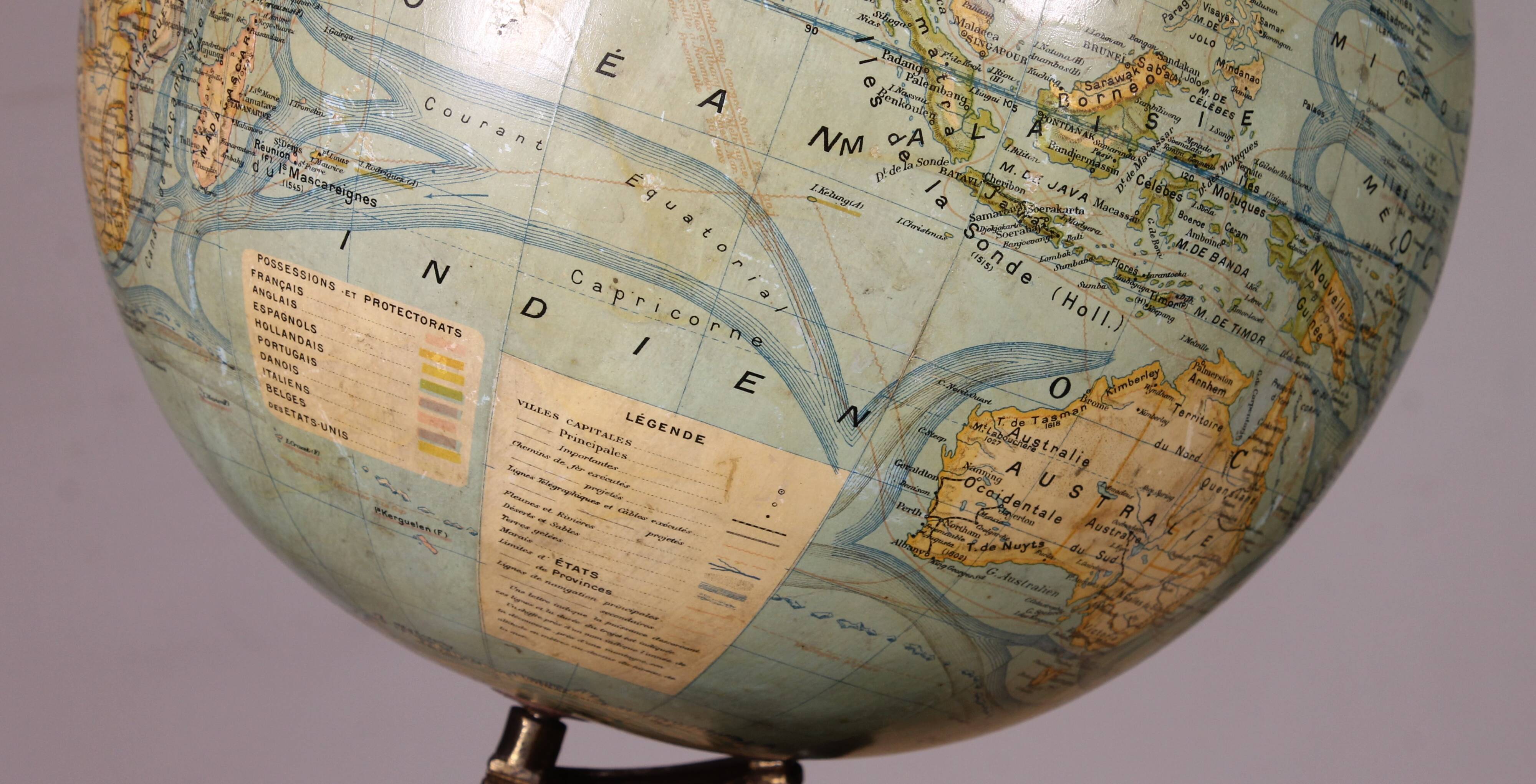 Terrestrial globe by J. Forest from the early 20th century