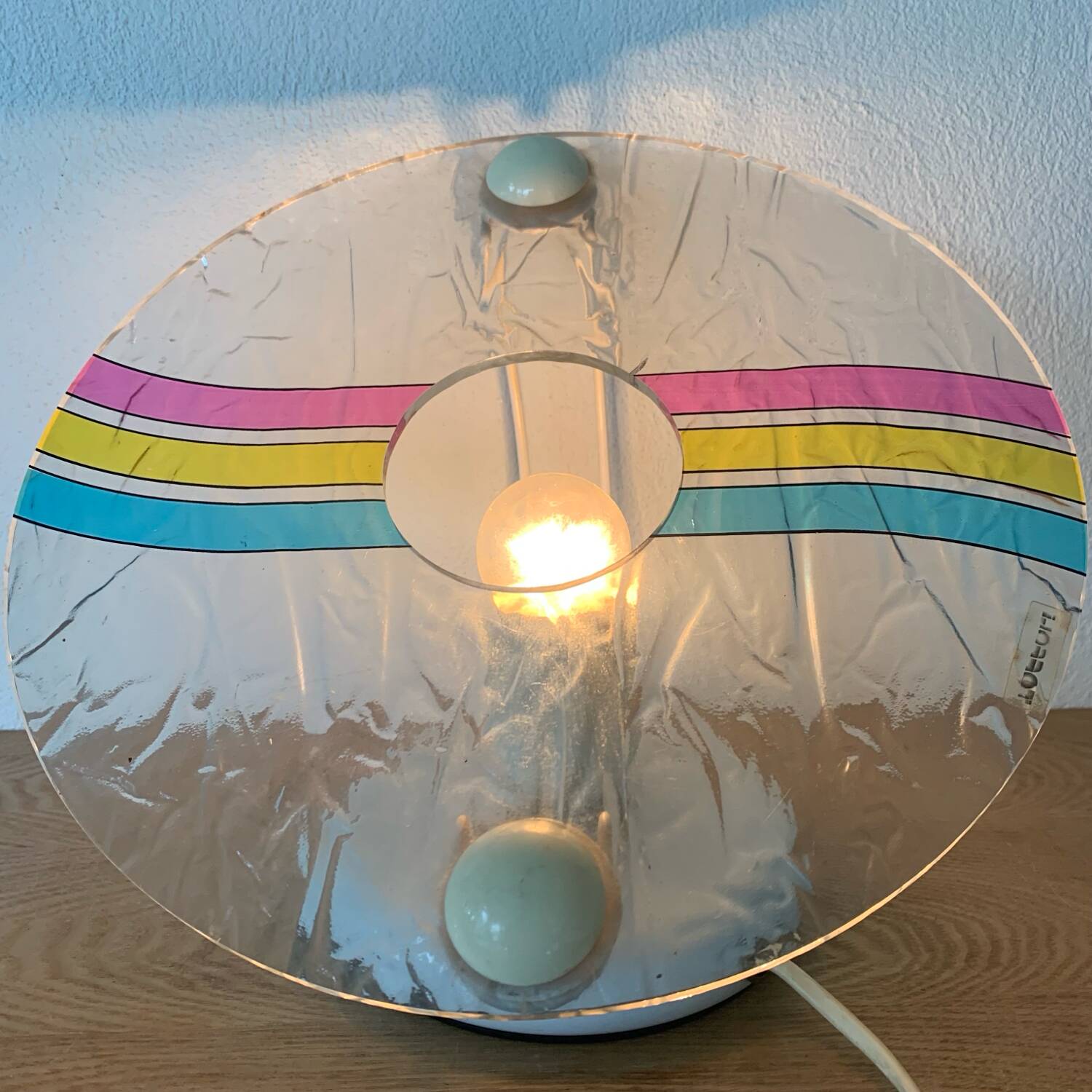 Toffoli Lamp Multicolor Plastic 80´s Disk Shape Pop Italy Disco Series