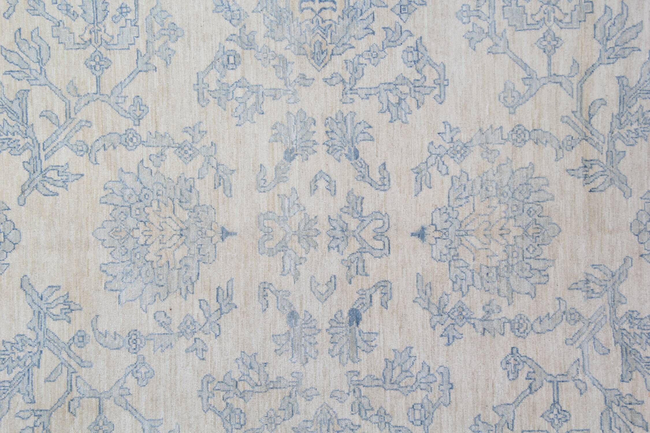 Handknotted Light Blue Rug Cream Oversize Floral Zeigler Carpet Home Interi