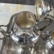 Silver-plated tea and coffee service, 5 pieces with tray, late 19th century.