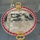 Engraved mirror plateau with twisted red and white glass border, Murano / Venice (c. 1940–1950)