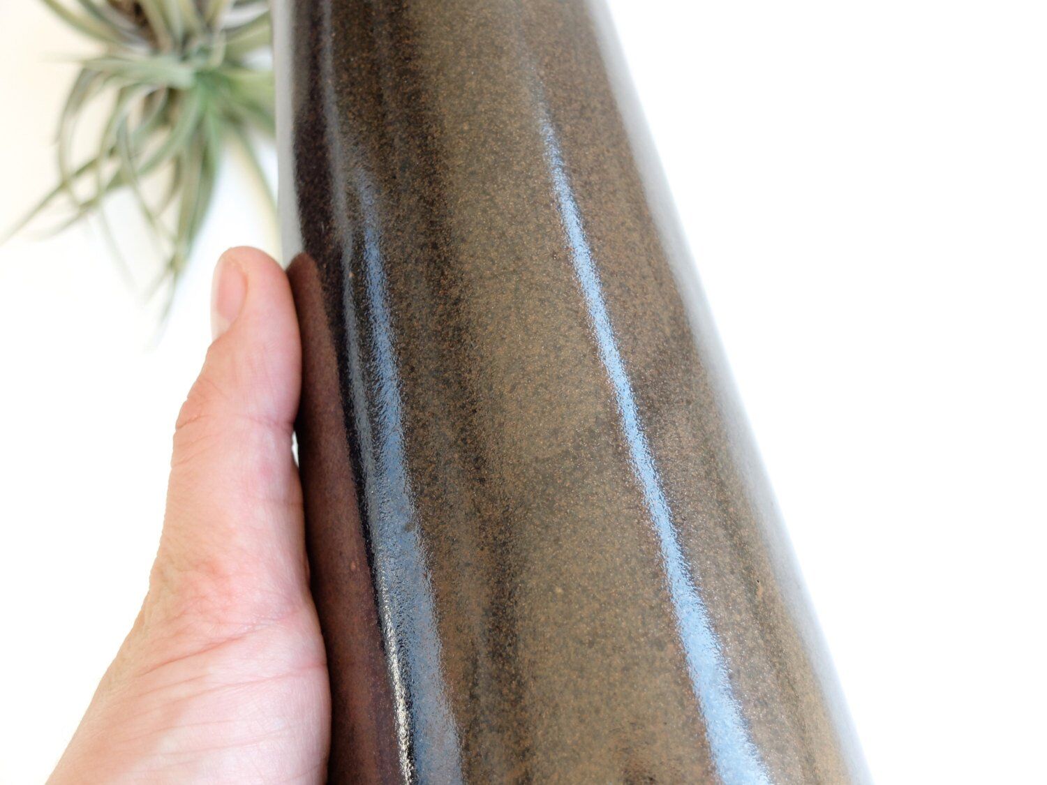 Vase en céramique marron irisée  années 70