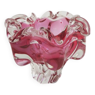 Ancienne Coupe en Verre Soufflé Rose " Josef Hospodka"