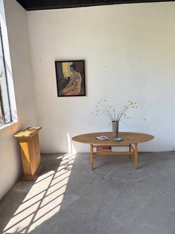 Table basse ovale en hêtre, Ikea 1980