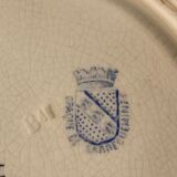 Rebus and dessert plate, in ancient Sarreguemines earthenware at the end of the 19th century