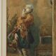 Old painting signed Pietro Michis, interior scene, 19th century.