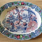 Plat ovale japonisant décor paon